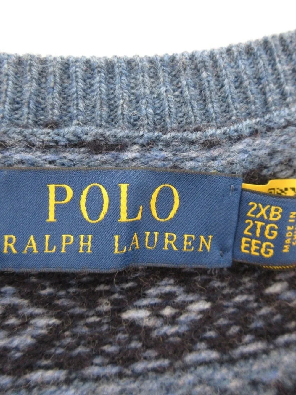 Polo Ralph Lauren Sweater 2XB Big Wool Fair Isle Nordic Ribbed Pony